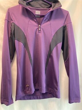 Eddie Bauer Purple and Black Quarter-Zip Performance Sweater